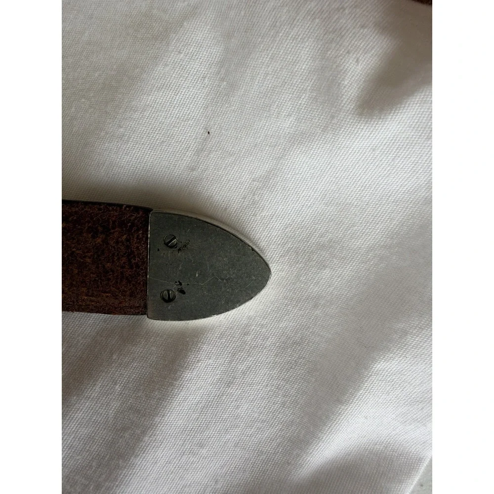 Vintage Italian Leather Belt Brown Metal Tip 1-1/4
